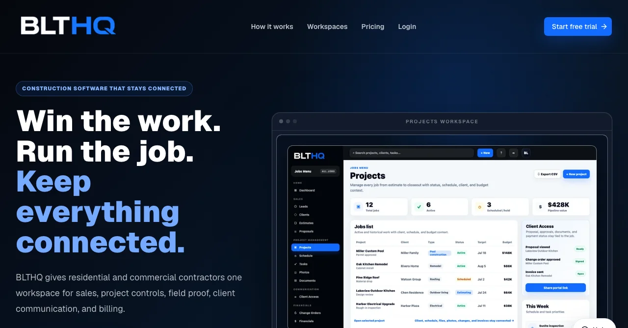 BLTHQ construction software website