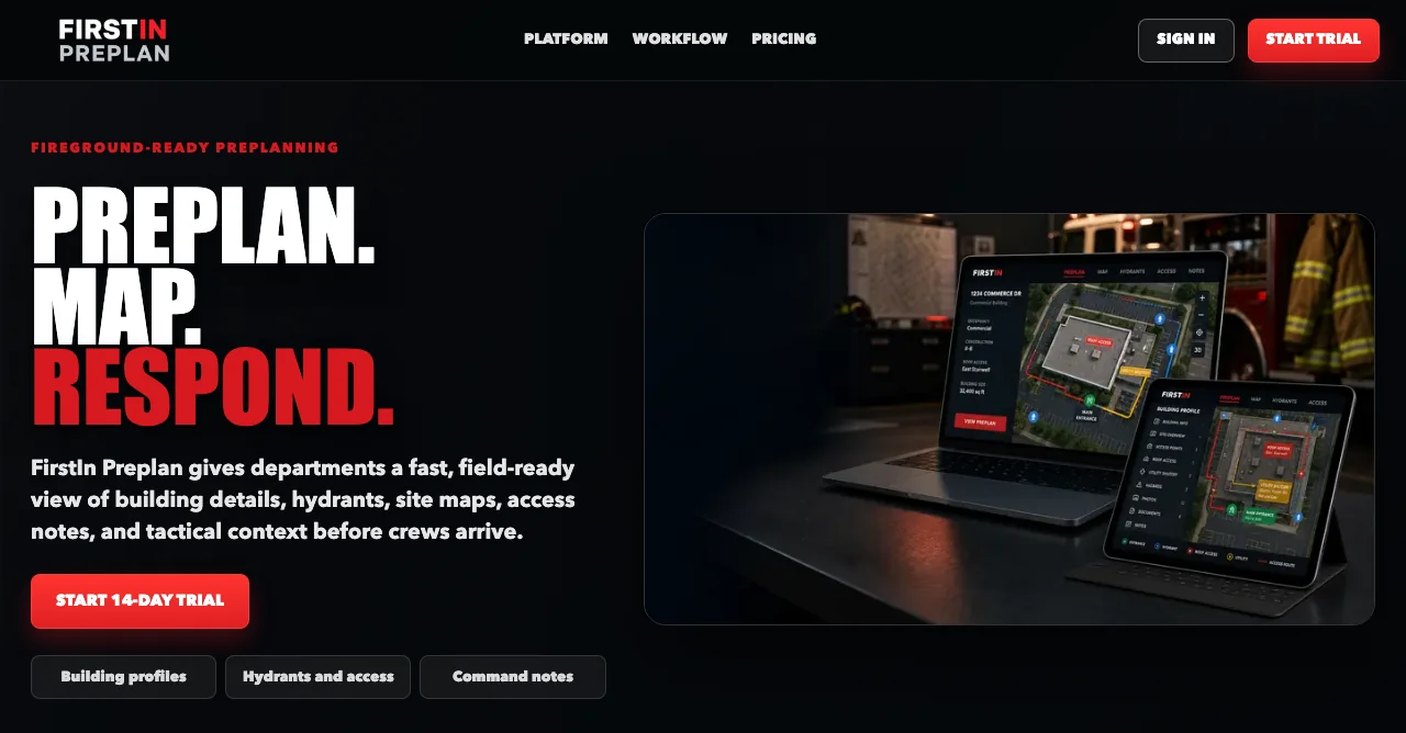 FirstIn Preplan public safety preplanning platform website