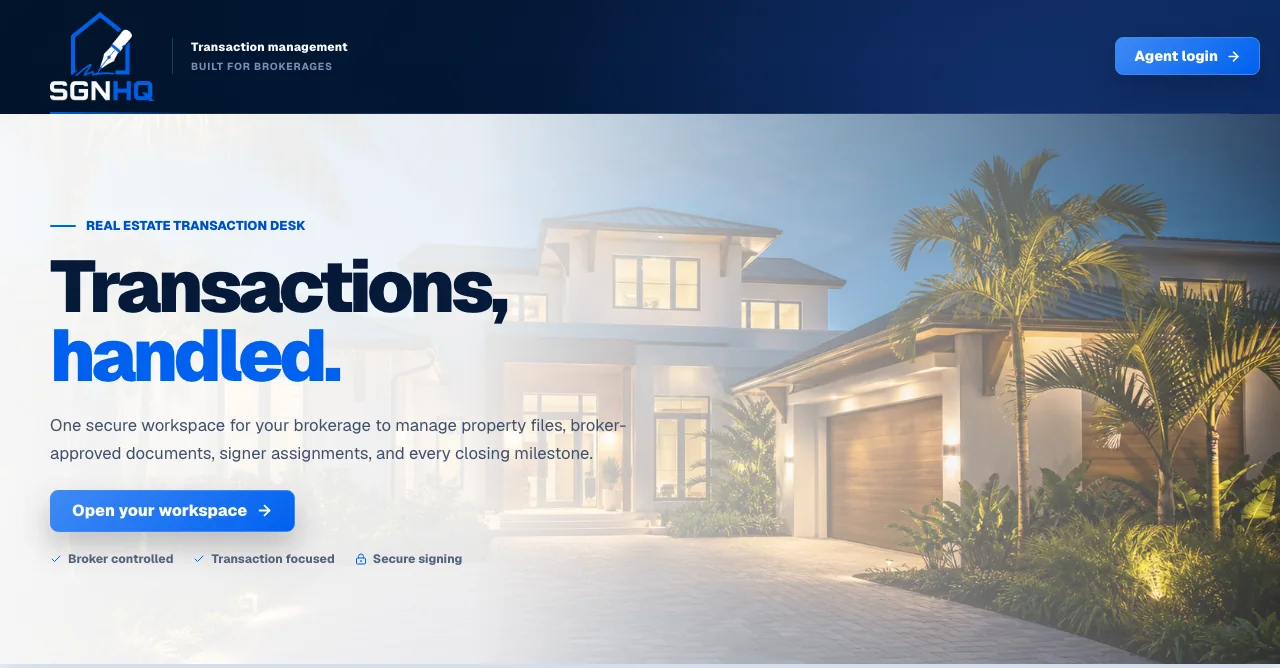 SGNHQ real estate transaction management website